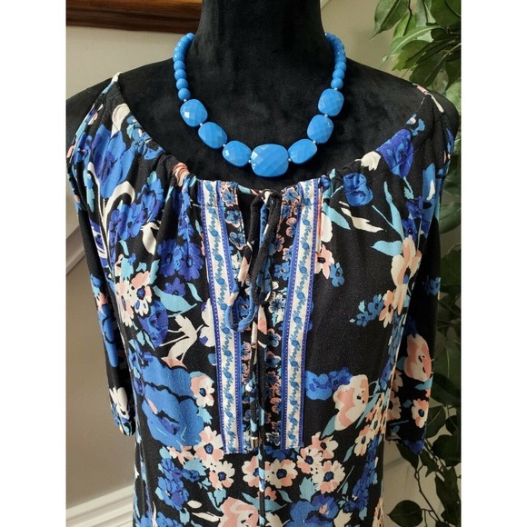 Newyork & Co. Women's Floral 100% Rayon Cold Shoulder Sleeve Maxi Dress Size 2XL - Picture 2 of 11